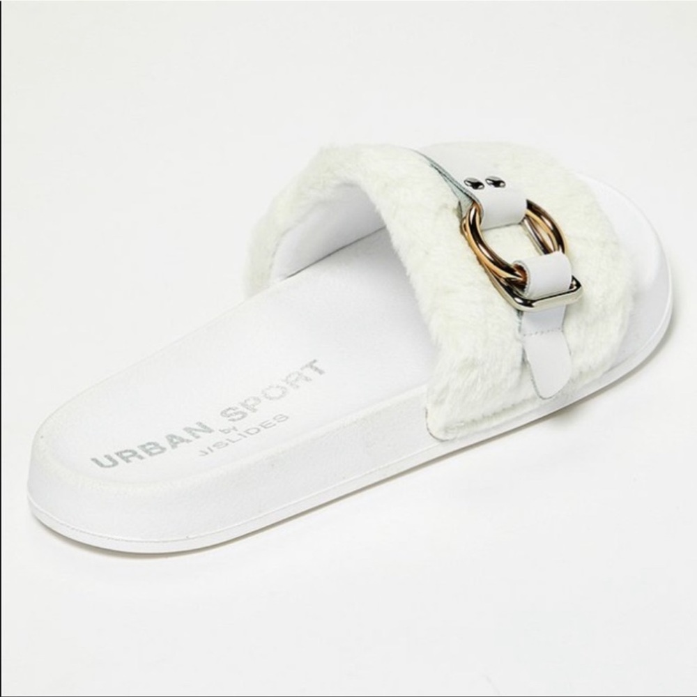 Urban Sport by J/Slides White Eva Plush Slide Sandals